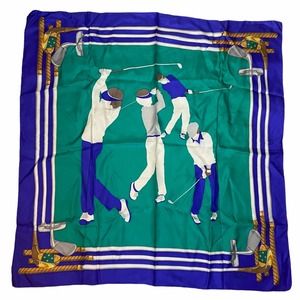 Talberts golfers motif hand rolled silk scarf